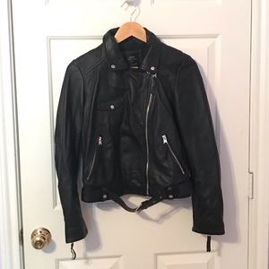 Black leather jacket, size L